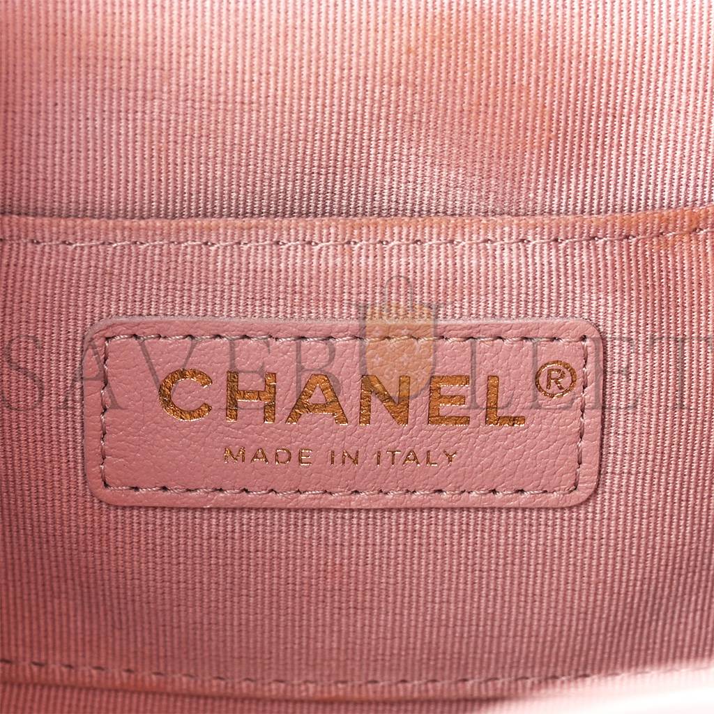 CHANEL MASTER LAMBSKIN QUILTED SMALL DUMA DRAWSTRING BACKPACK LIGHT PINK AS2908 (18.5*18*12cm)